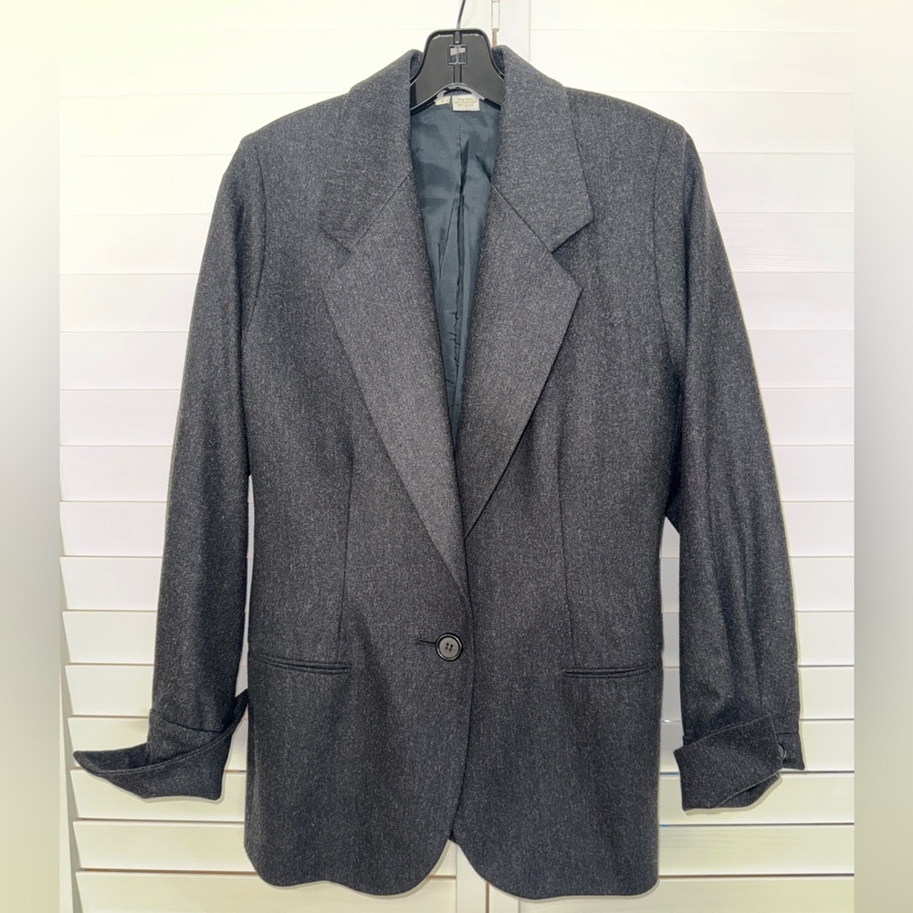 Vintage Perry Ellis Charcoal Wool Blazer